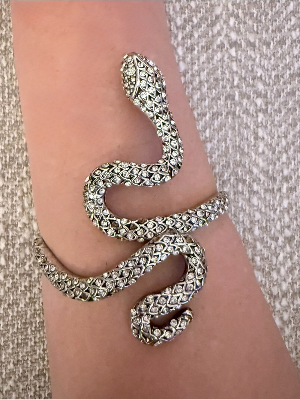 White Fox Boutique Silver Crystal Snake Wrap Bracelet